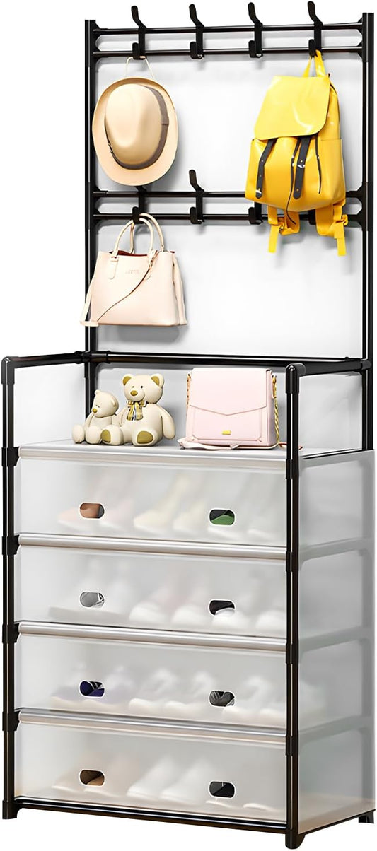 Slim Multi-functional Shoe Rack, Shoe Shelf, Shoe Storage Shelf, Multi-layer, Easy to Install (Black, 5-Tier, Width 57 cm)