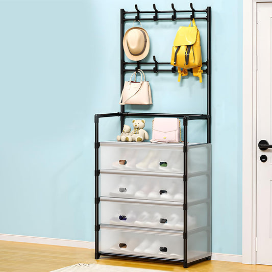 Slim Multi-functional Shoe Rack, Shoe Shelf, Shoe Storage Shelf, Multi-layer, Easy to Install (Black, 5-Tier, Width 57 cm)