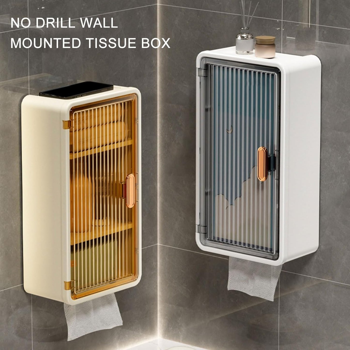 Wall Mount Tissue Box Holder/Storage Rack Adhesive for Bathroom Kitchen Multipurpose Paper Towel Dispenser