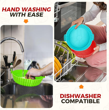 3 Pack Air Fryer Silicone Liners 8inch Air Fryer Silicone Pot Reusable Food Grade Silicone Airfryer Liners Baking Basket Accessories Replacement of Flammable Disposable Parchment Paper