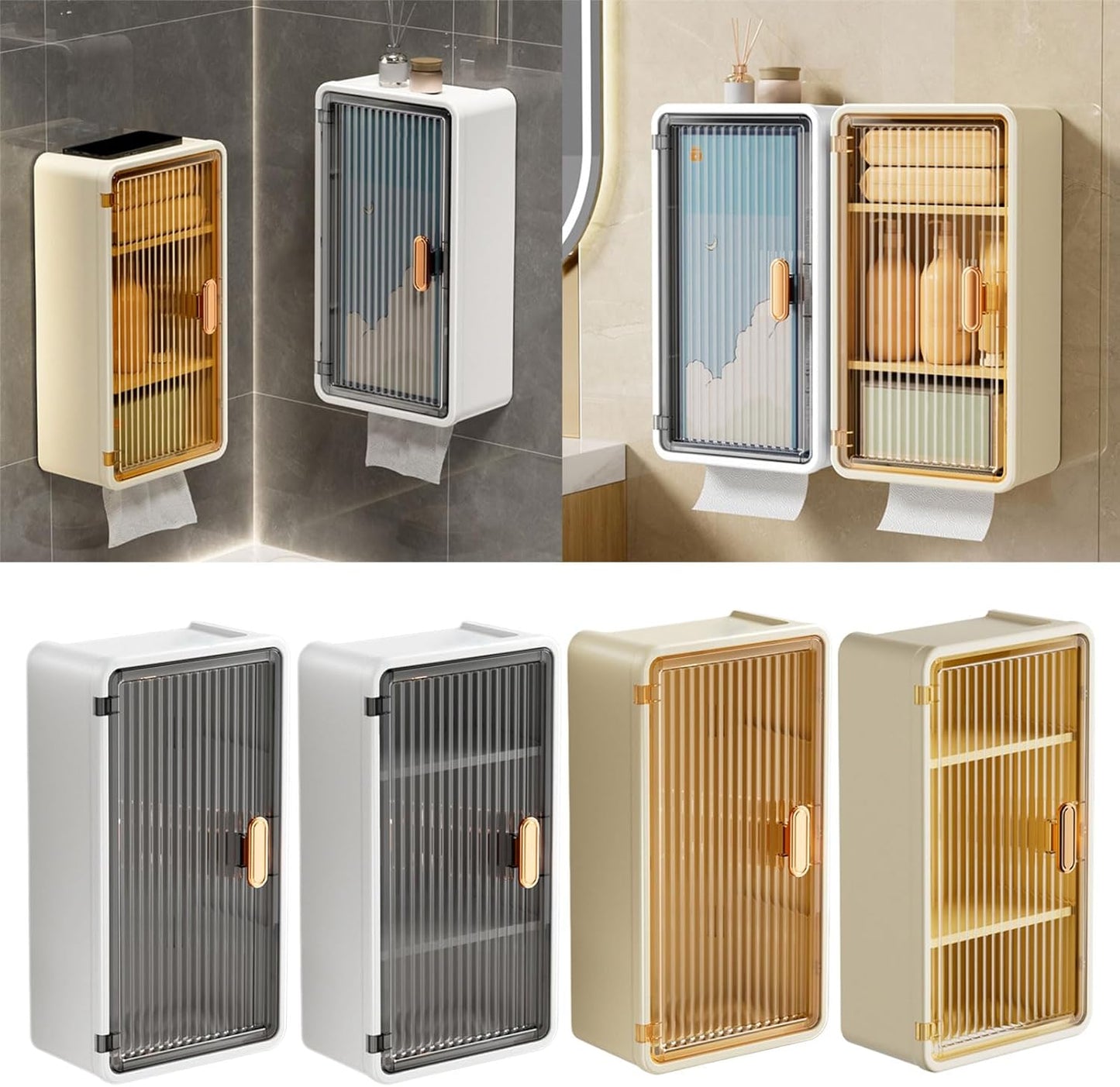 Wall Mount Tissue Box Holder/Storage Rack Adhesive for Bathroom Kitchen Multipurpose Paper Towel Dispenser